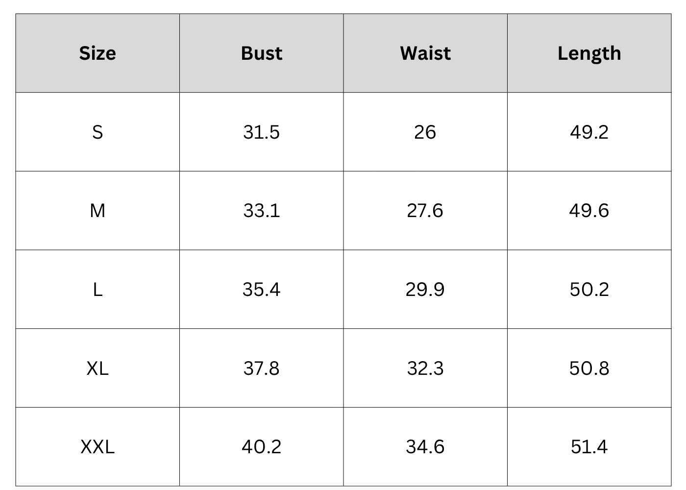 Size Chart