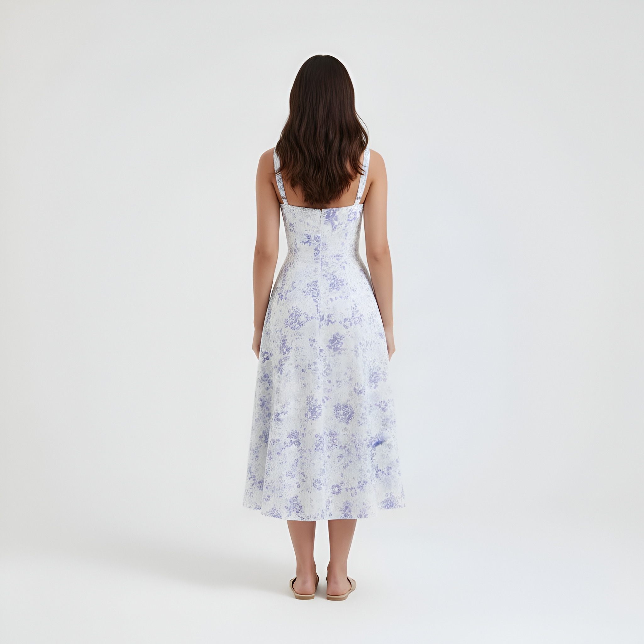 Vintage Style Floral Milkmaid Midi Dress For Women