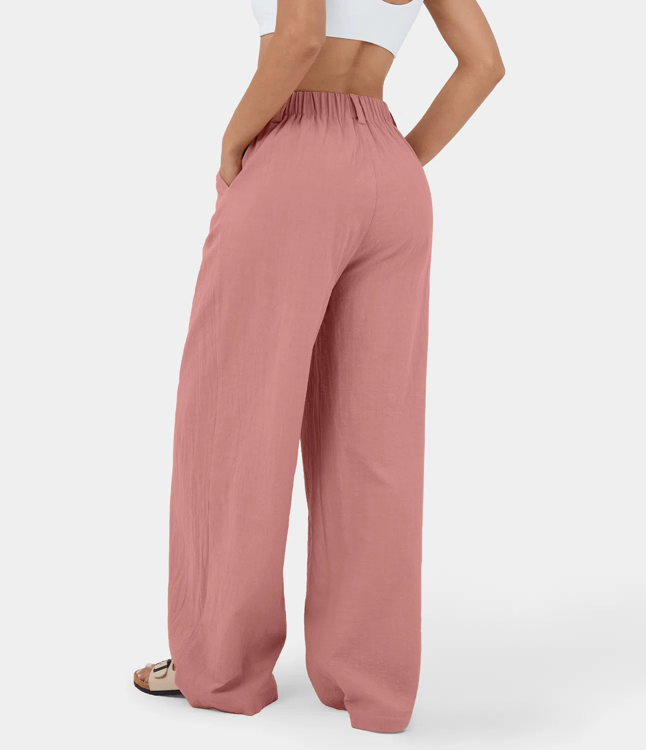 Flowy Solid Palazzo Pants With Side Pockets-My Comfy Blouse