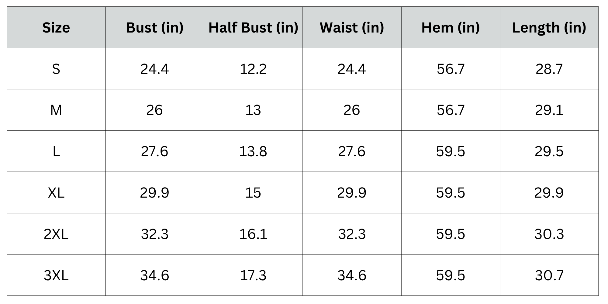 Size Chart