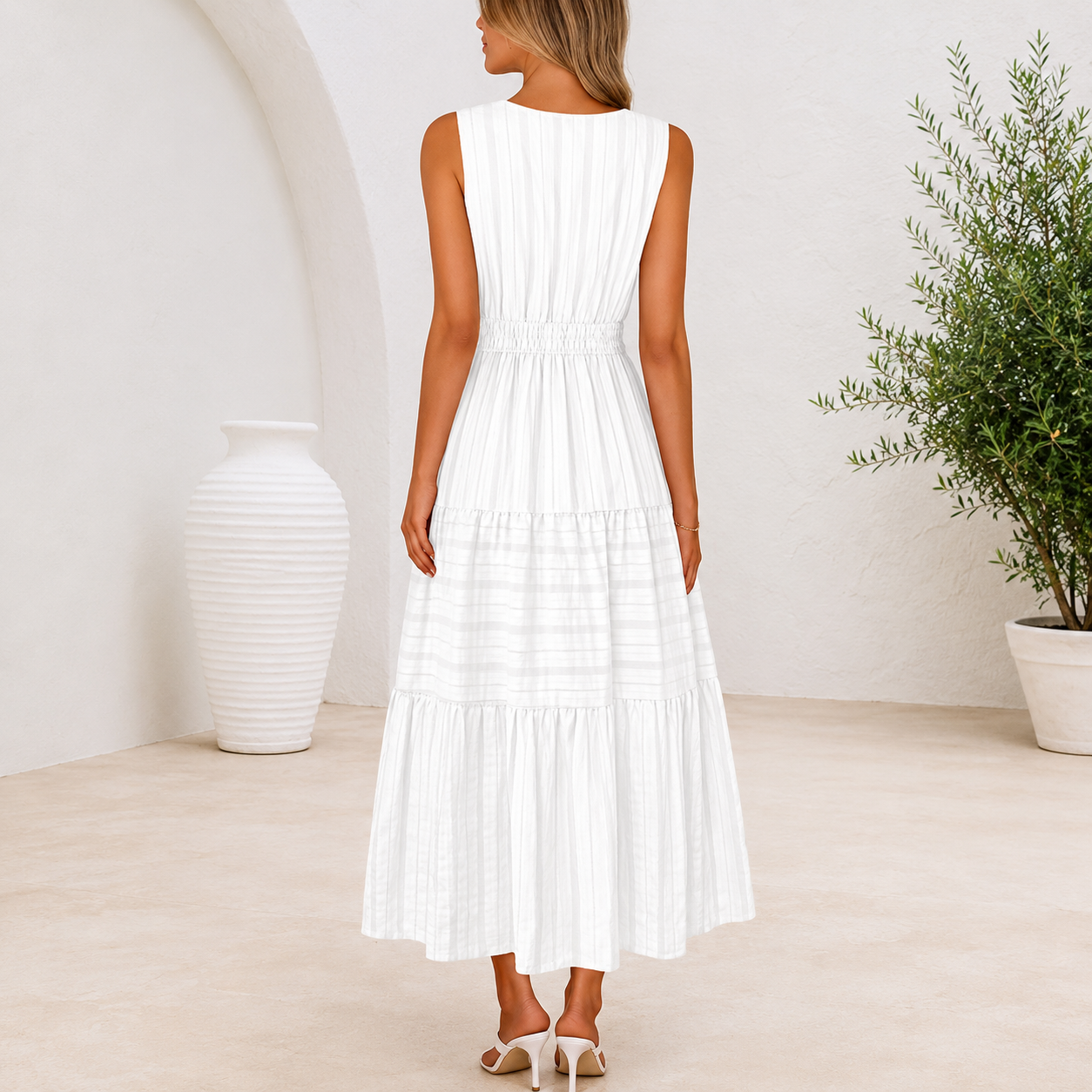 Summer Spring Casual Boho V Sleeveless Maxi Dress For Women