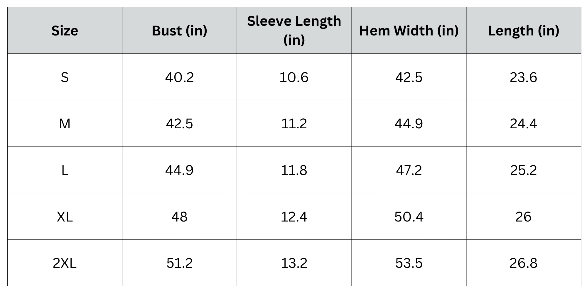 Size Chart