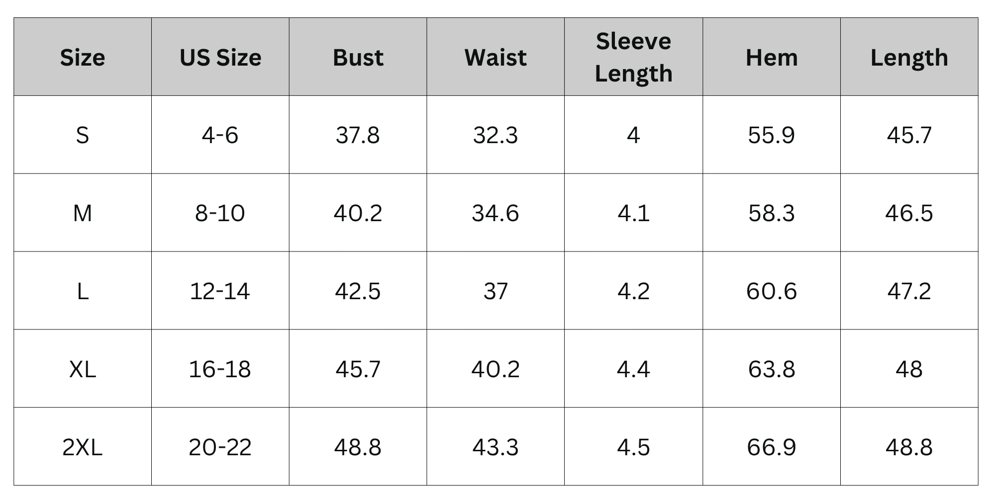 Size Chart