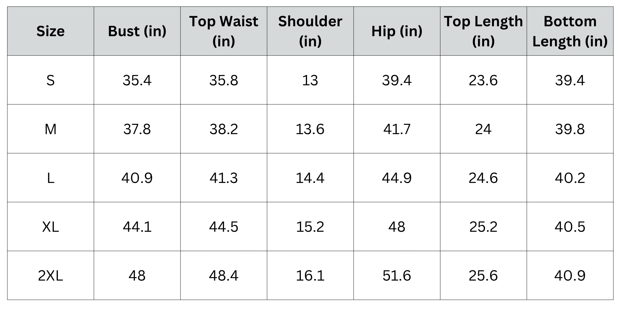 Size Chart