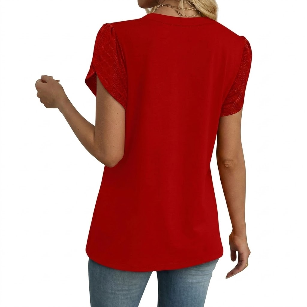 Women Tops Dressy Casual Petal Sleeve Summer Spring Short Sleeve Shirts Work Business Vacation Clothes