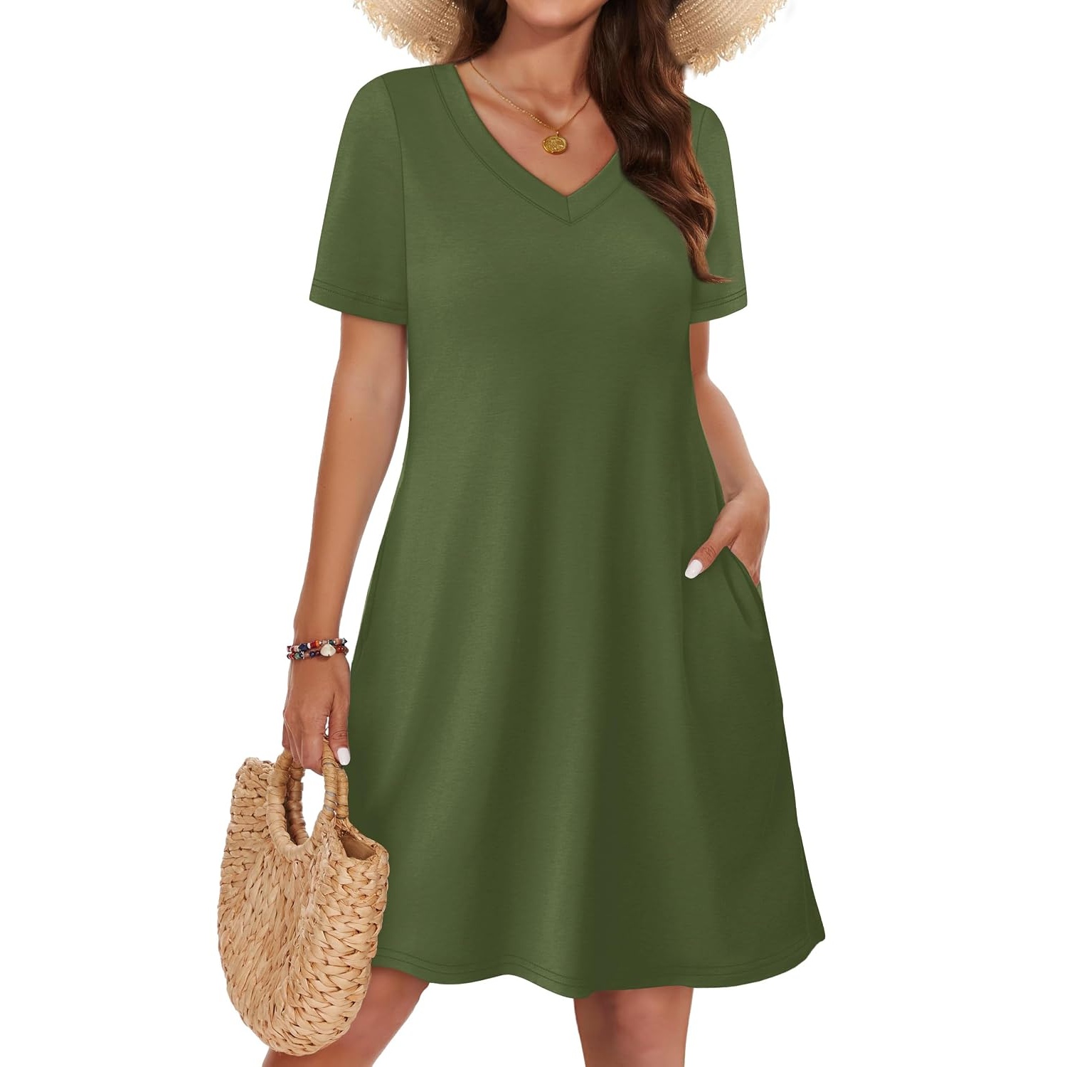 Boho Summer Loose T Shirt Dress With Pockets