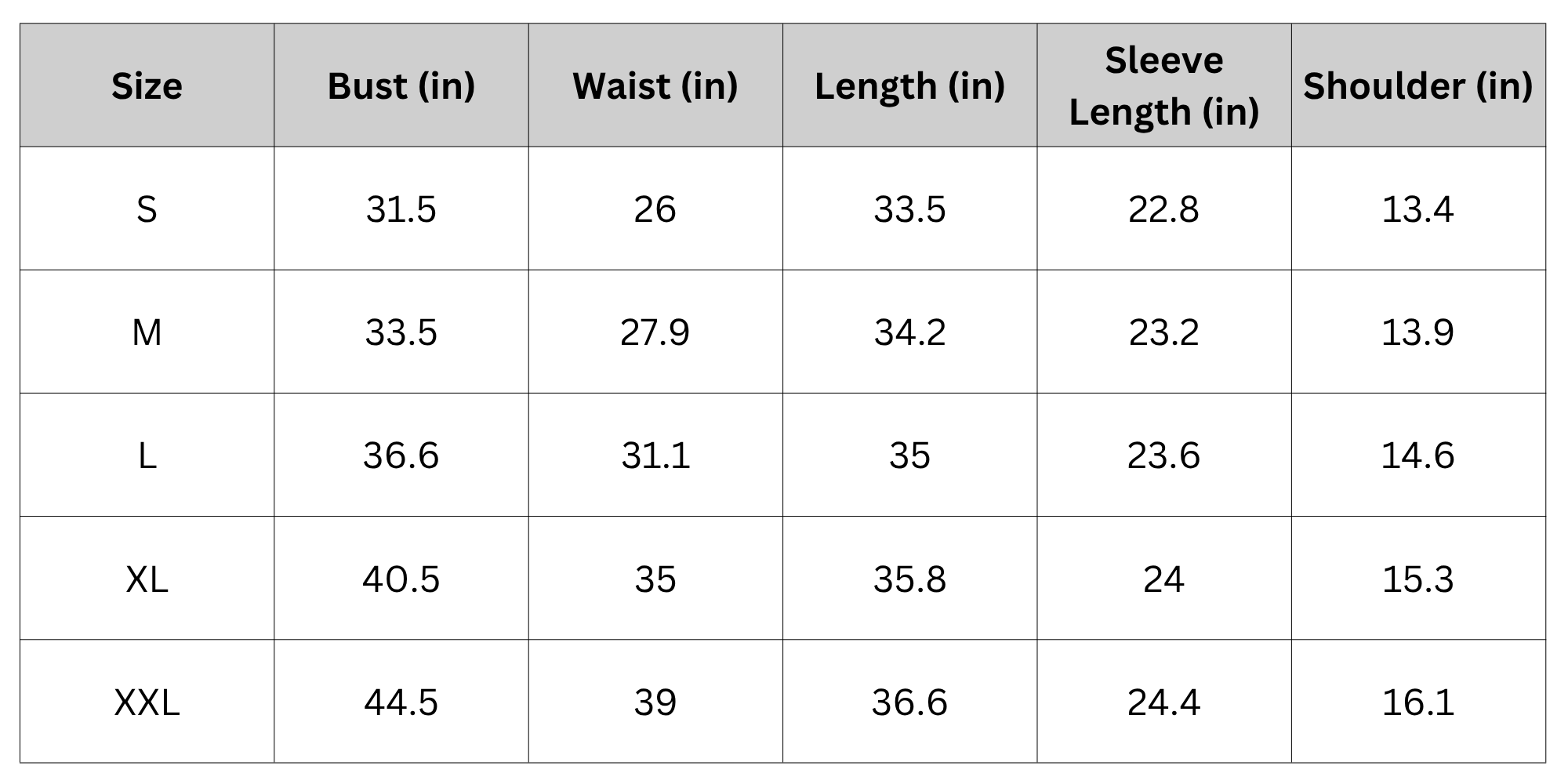 Size Chart