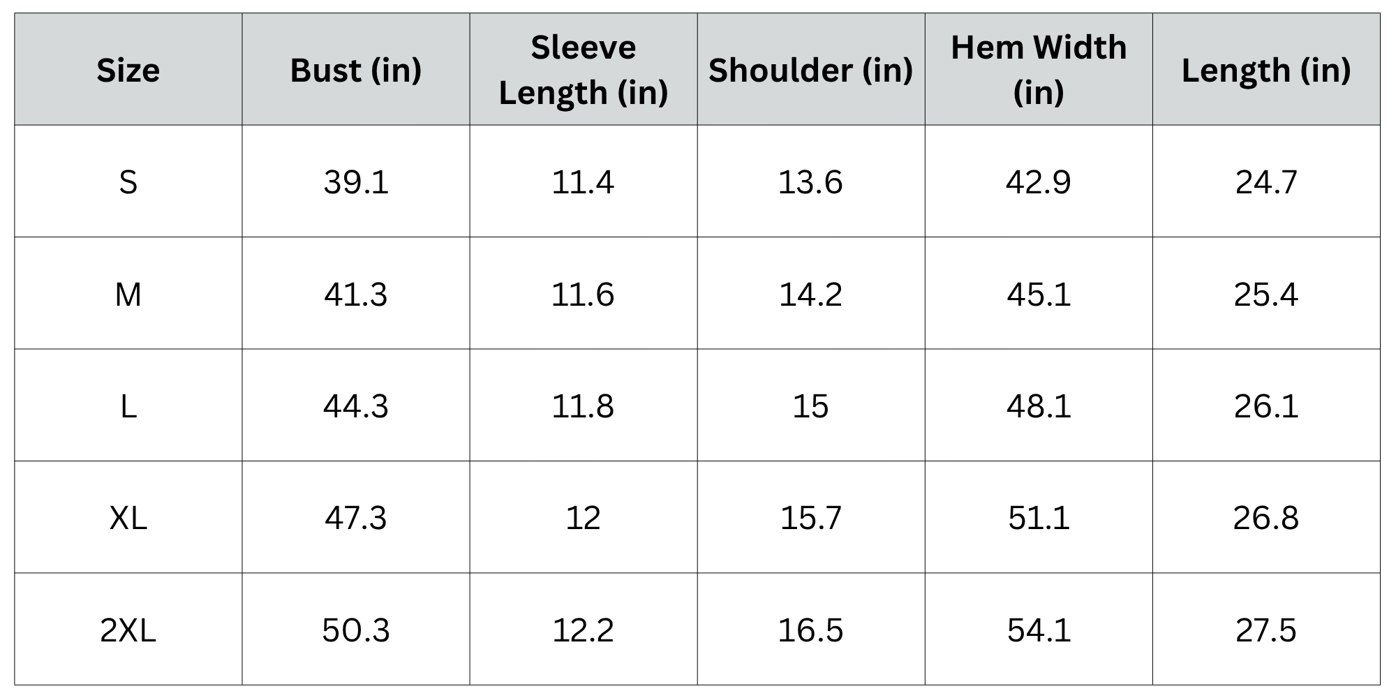 Size Chart