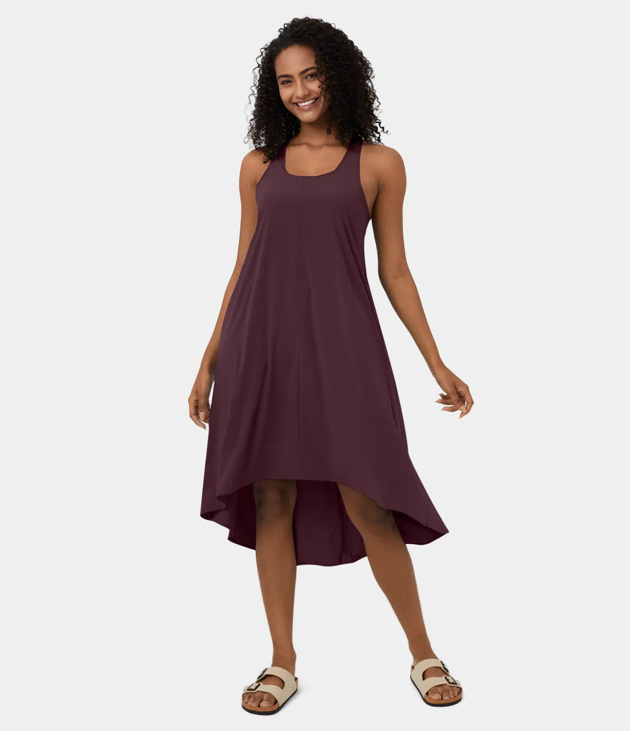Midi Casual Dress With Backless Racerback And Side Pocket-My Comfy BlouseMidi Casual Dress With Backless Racerback And Side Pocket - Image 25