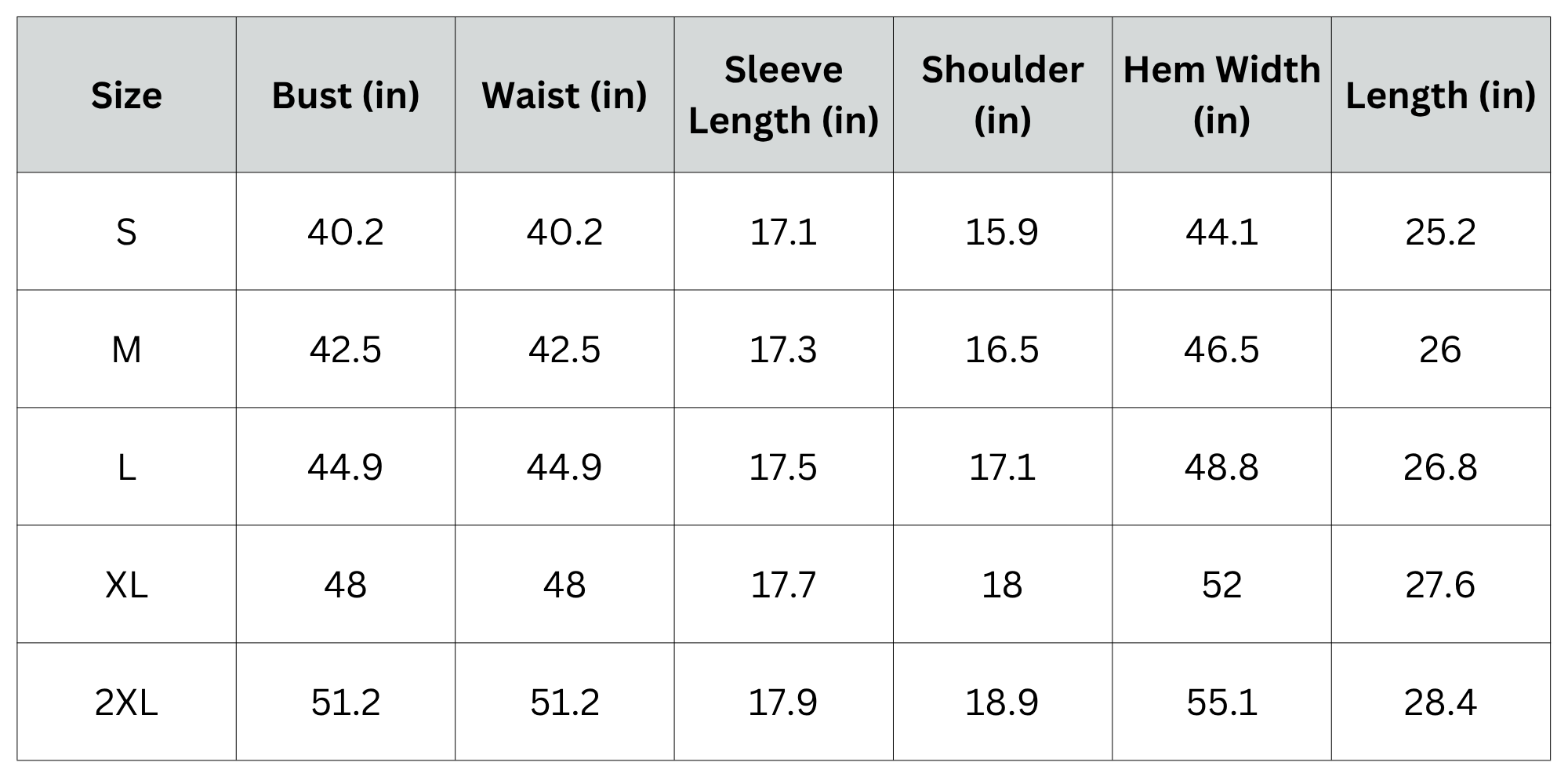 Size Chart