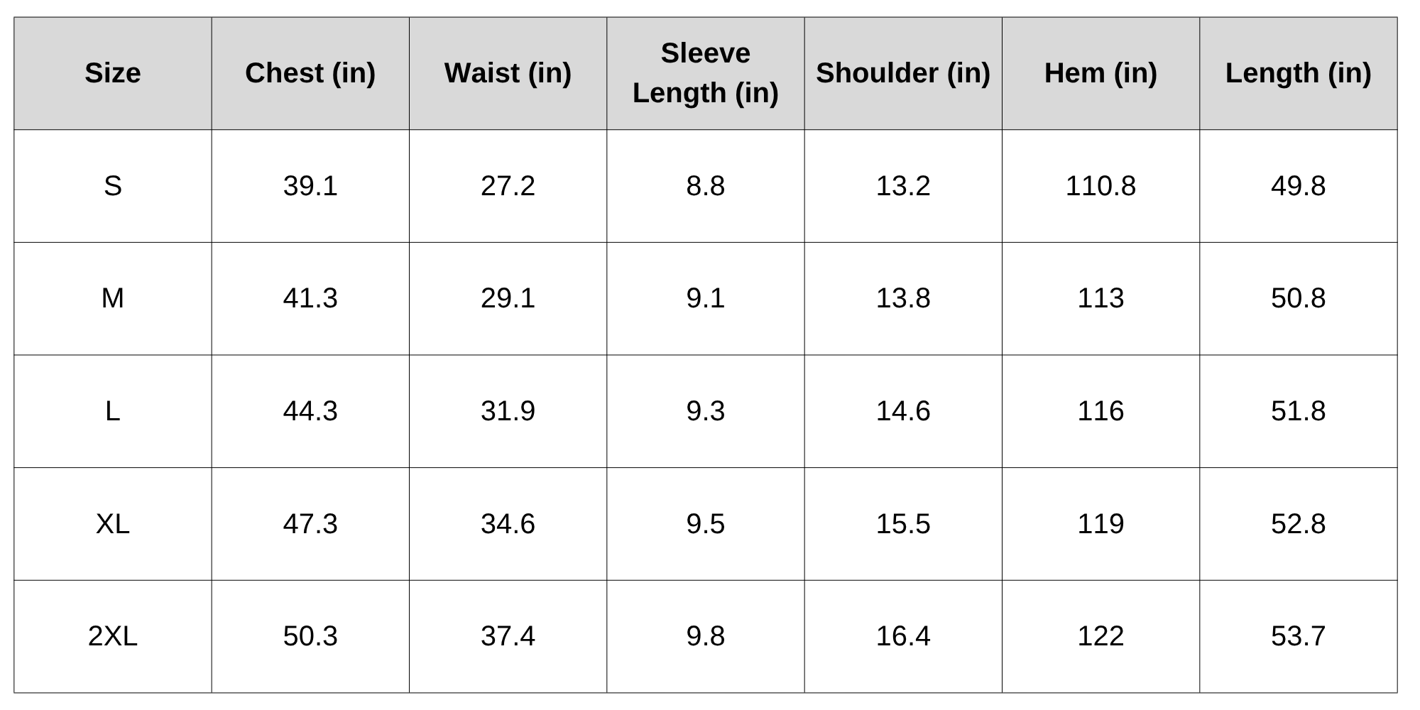 Size Chart