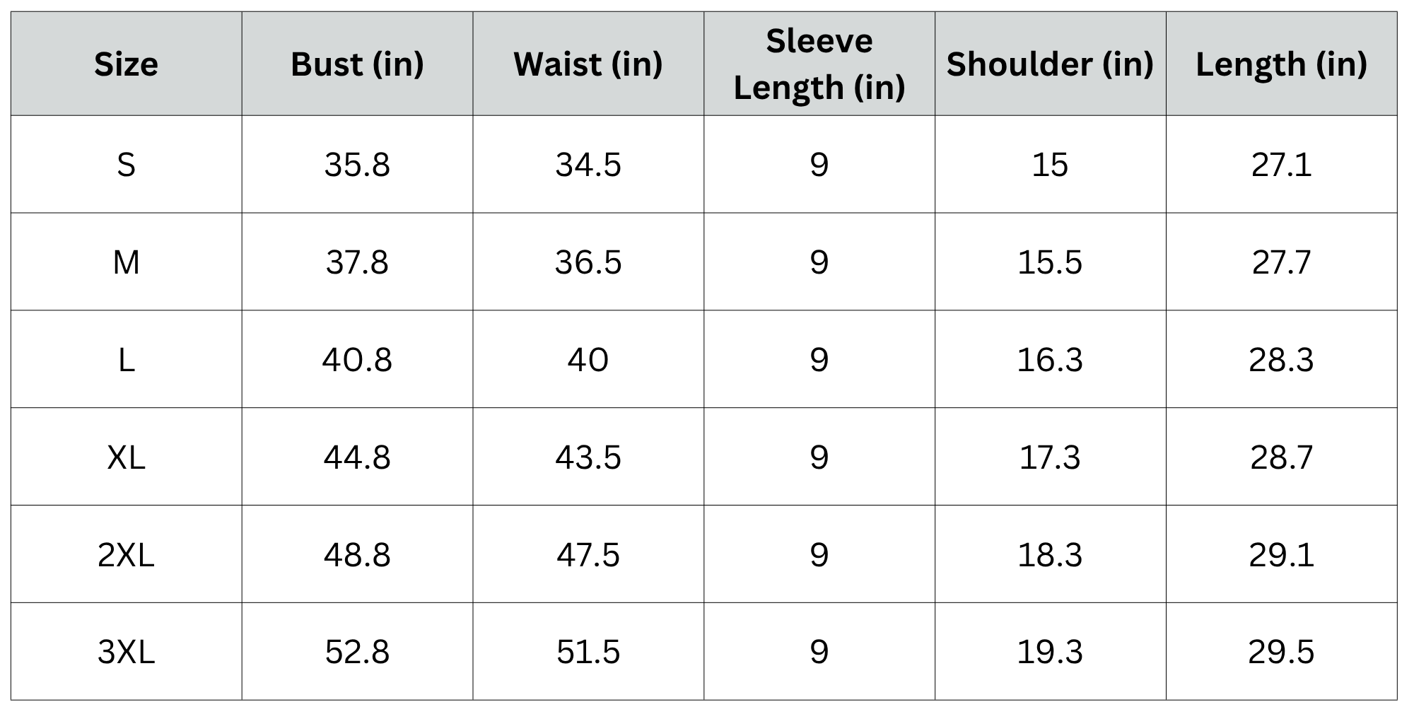 Size Chart