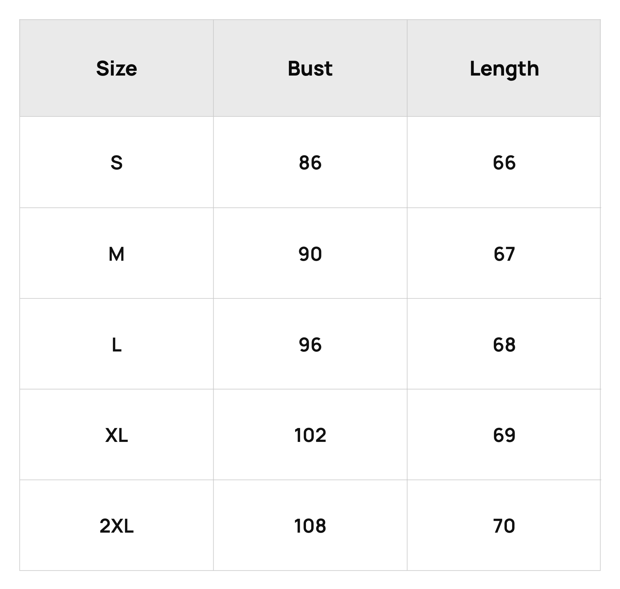 Size Chart