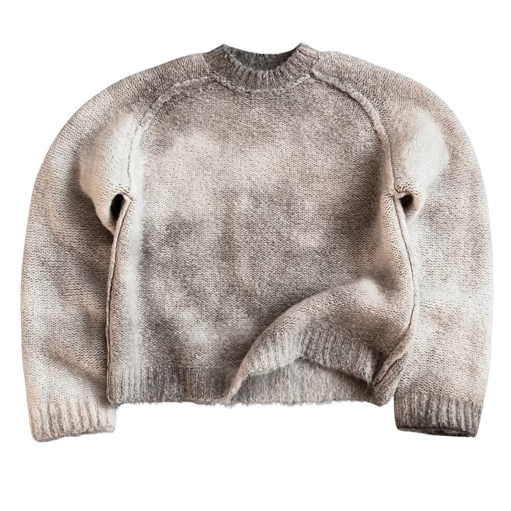 Soft Mohair Knit Sweater With Reversible Textures-My Comfy Blouse