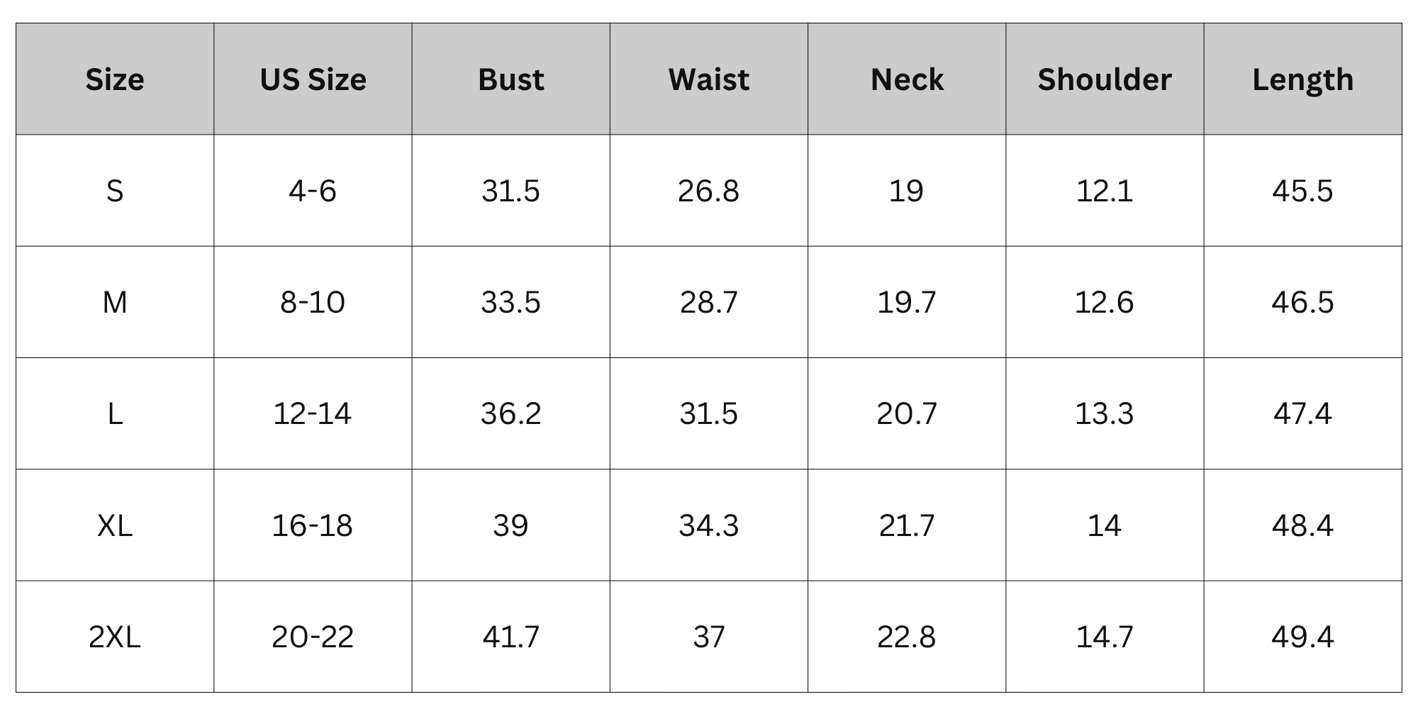 Size Chart