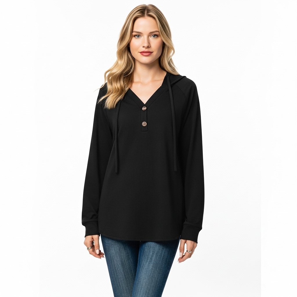 Plaid Tunic Hoodie Loose Fit Pullover