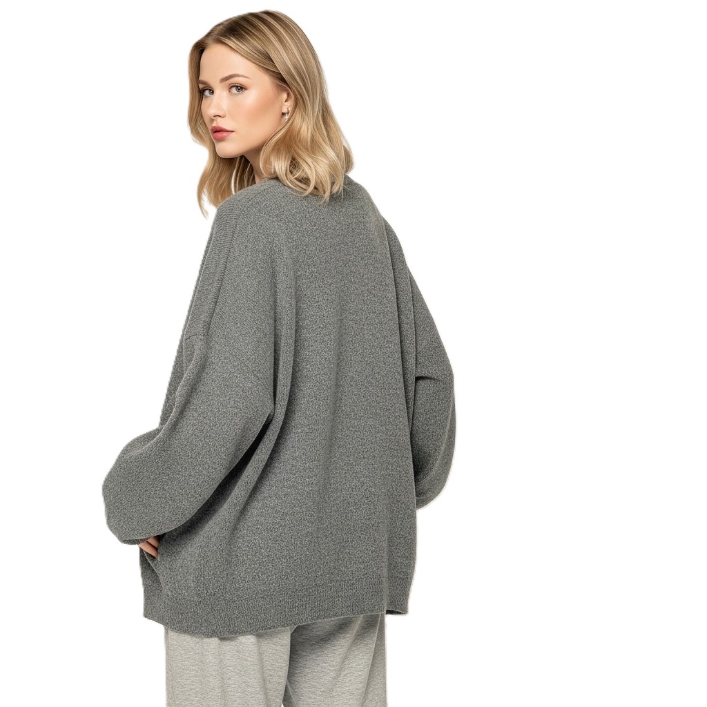 Casual Long Sleeve Sweater With Split Details And Loose Fit For Women