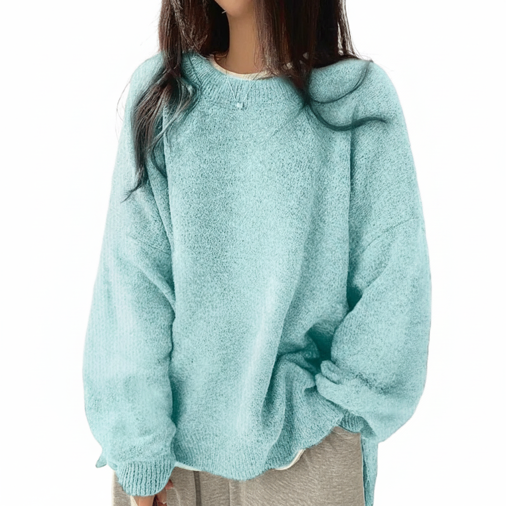 Oversized Drop Shoulder Split Hem Sweater For Women-My Comfy Blouse