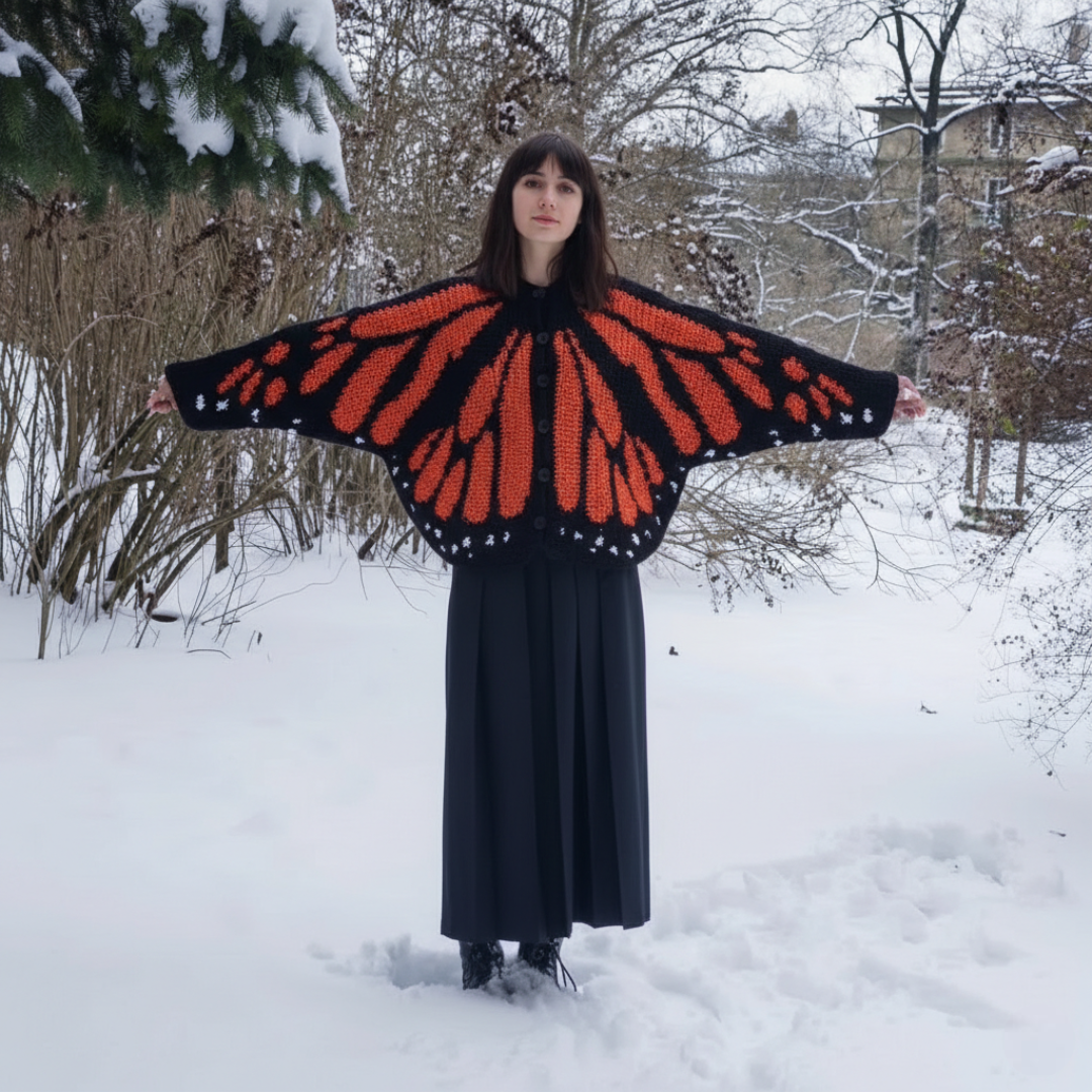 Butterfly Wing Crochet Poncho Sweater