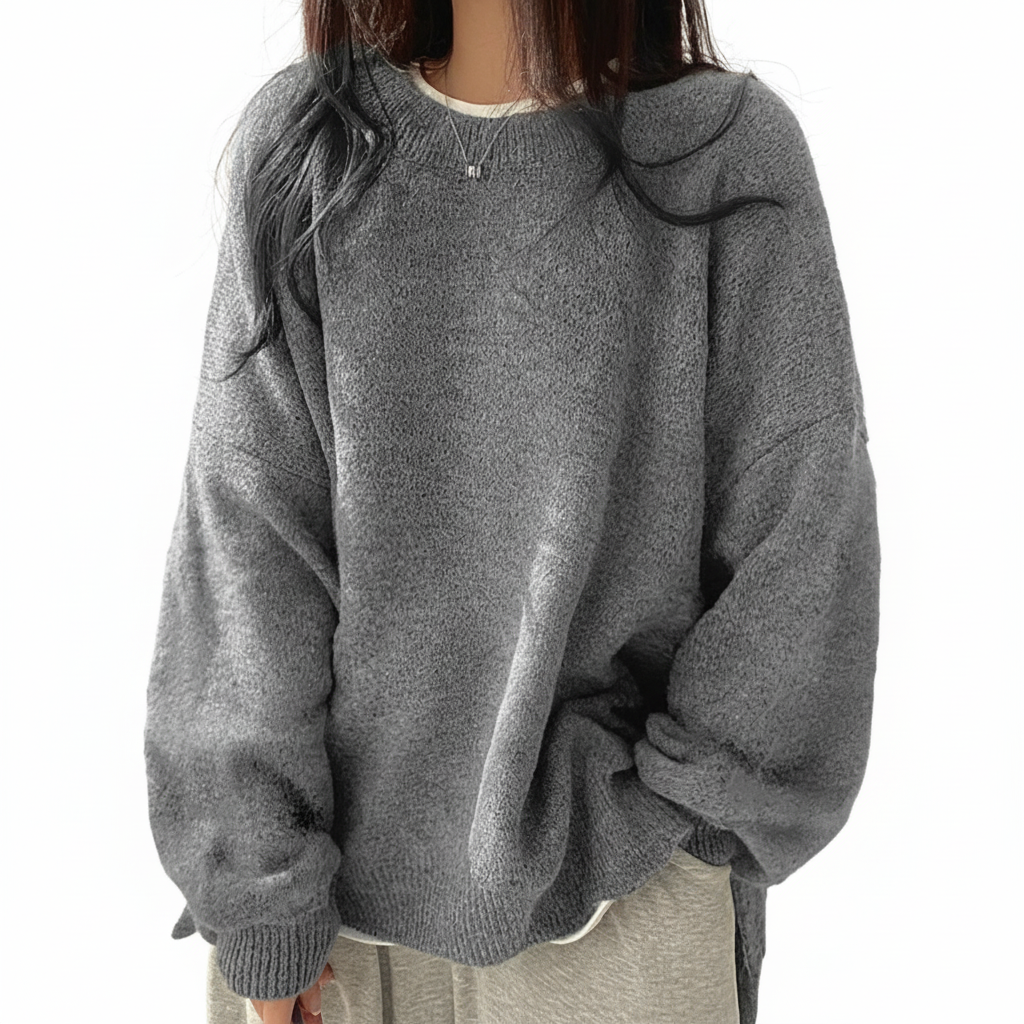 Oversized Drop Shoulder Split Hem Sweater For Women-My Comfy Blouse