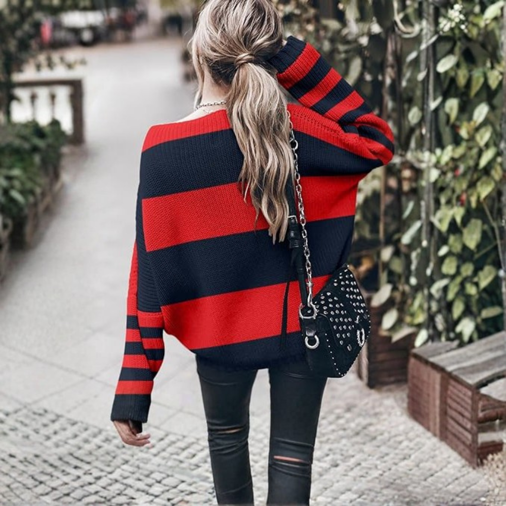 Oversized Chunky Knit Sweater With Batwing Sleeve For Women