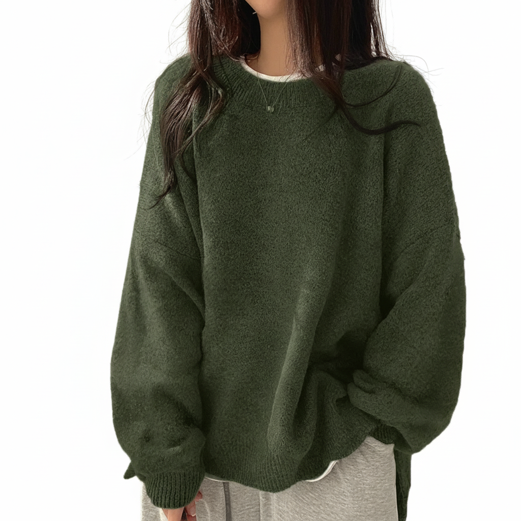 Oversized Drop Shoulder Split Hem Sweater For Women-My Comfy Blouse