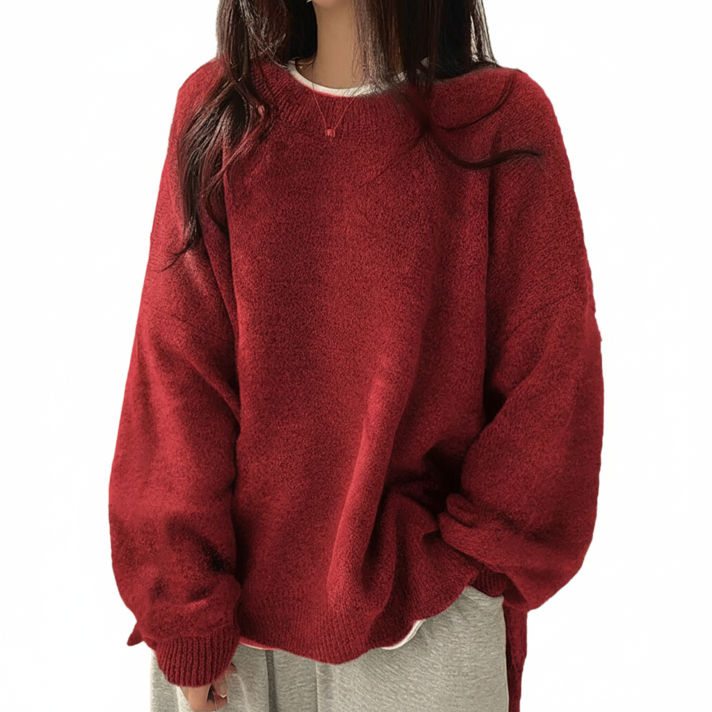 Oversized Drop Shoulder Split Hem Sweater For Women-My Comfy Blouse