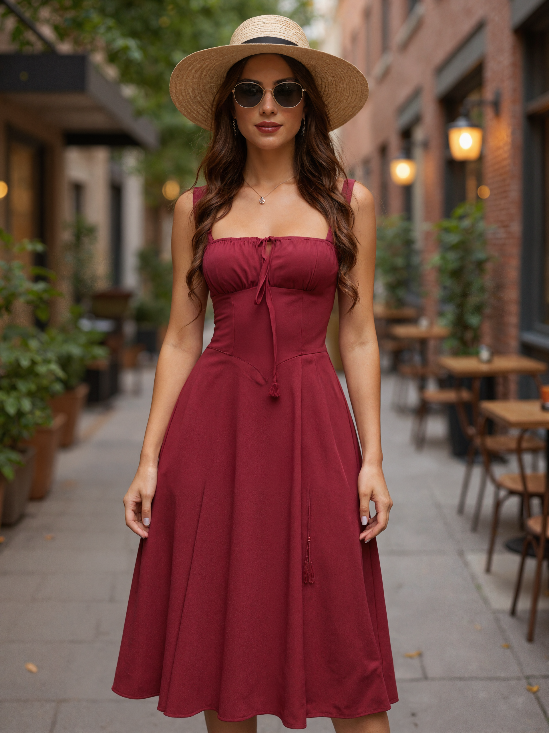 A Line Cami Dress with Adjustable Straps