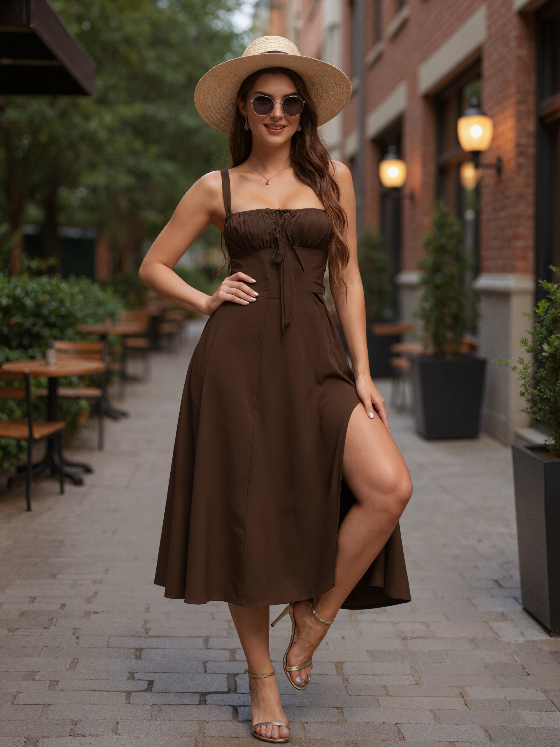 A Line Cami Dress with Adjustable Straps