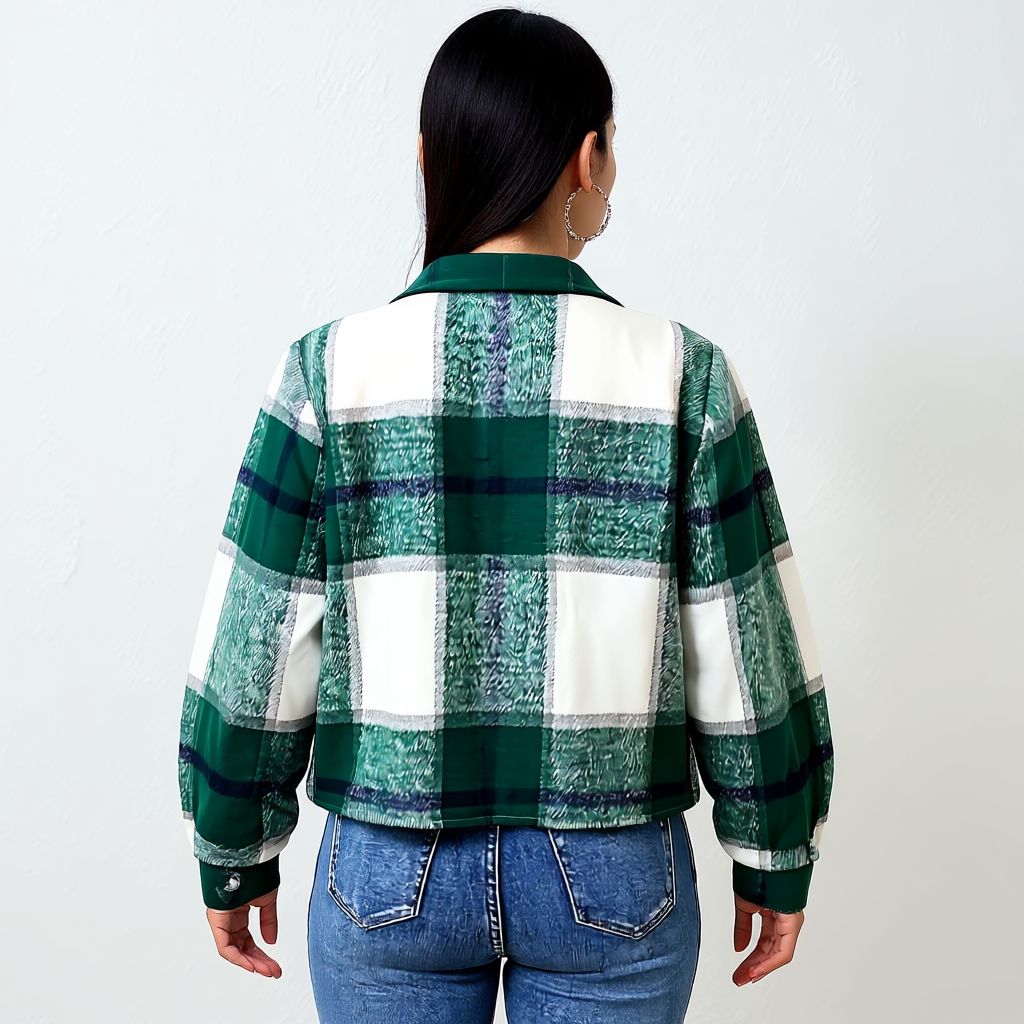 Plaid Button Down Cropped Jacket