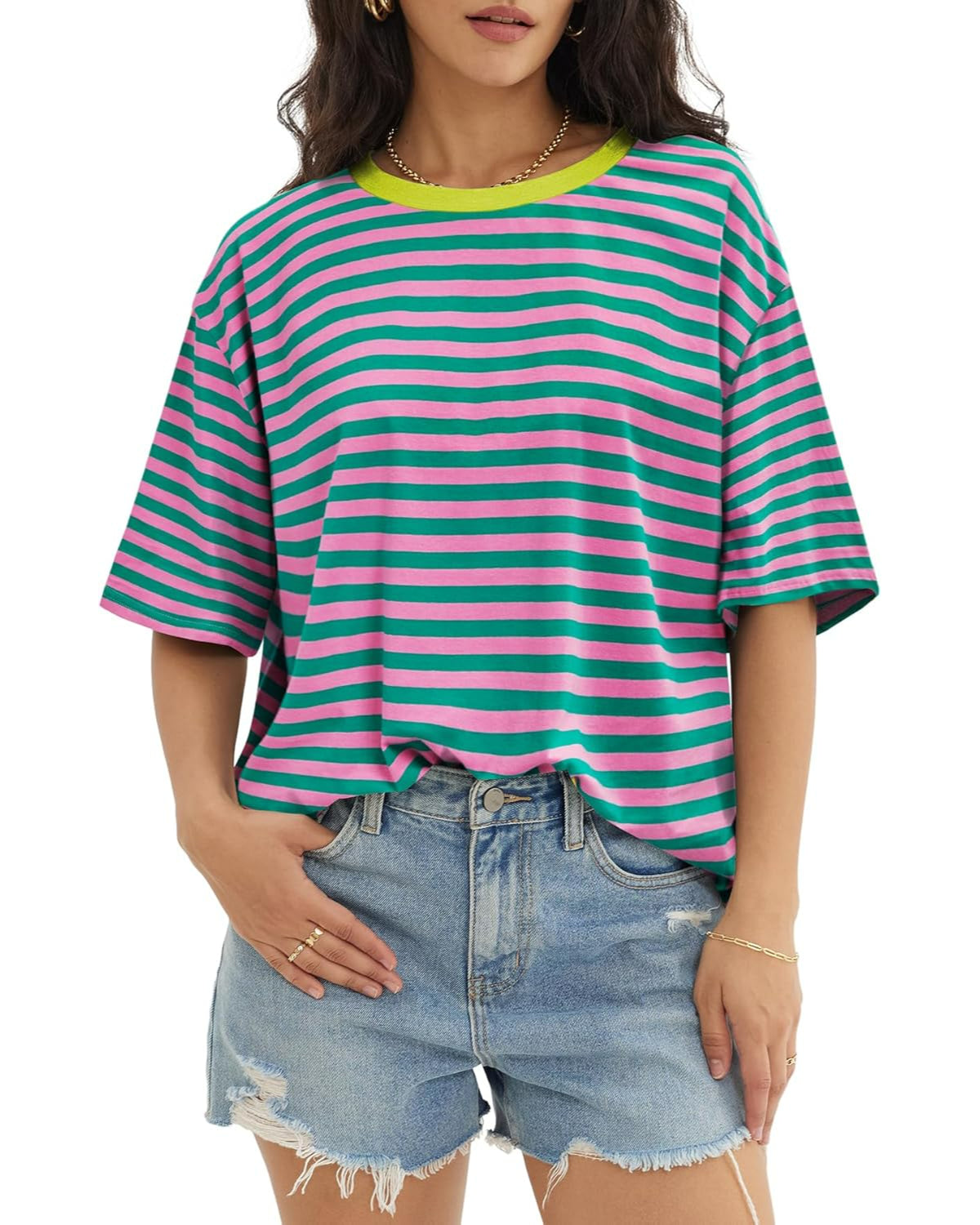 Casual Loose Fit Tops With Short Sleeves And Pullover Design