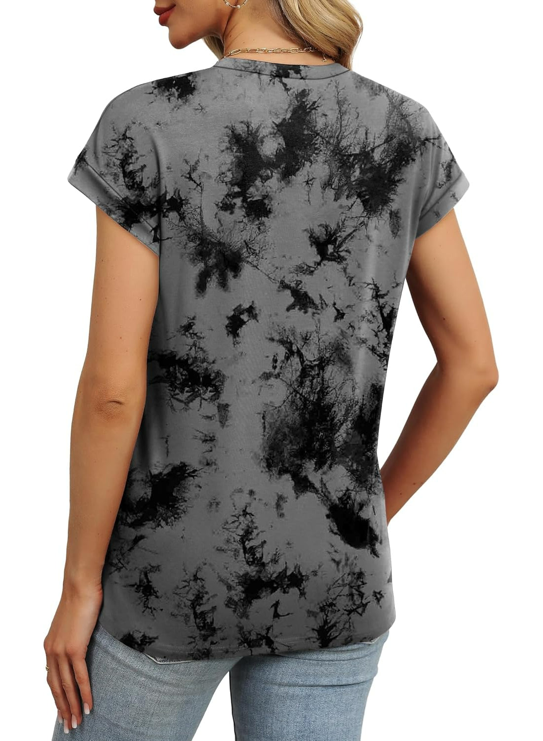 Marble Printed Short Sleeve Top-My Comfy Blouse