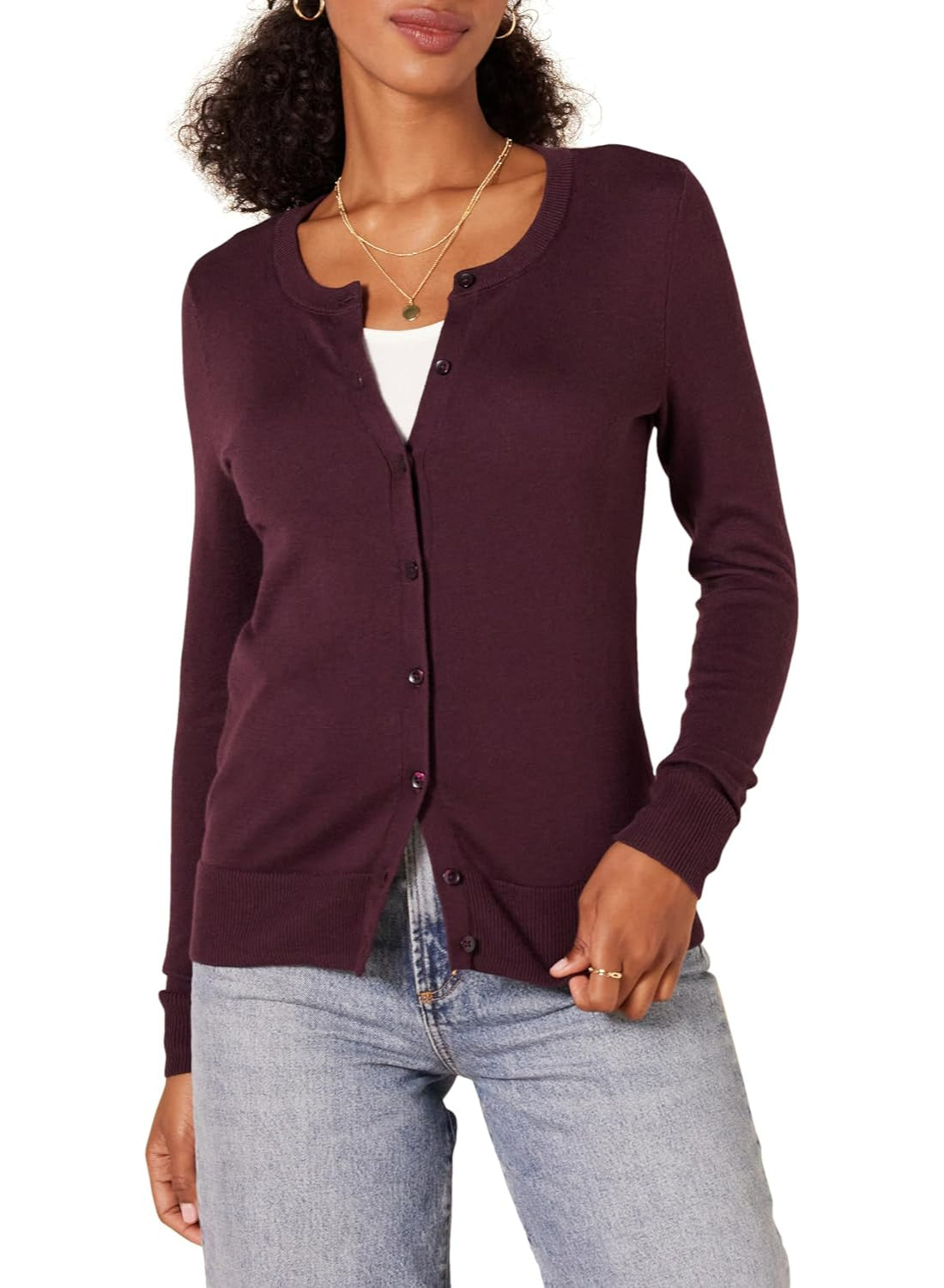 Lightweight Classic Cardigan Sweater With Ribbed Hem-My Comfy Blouse