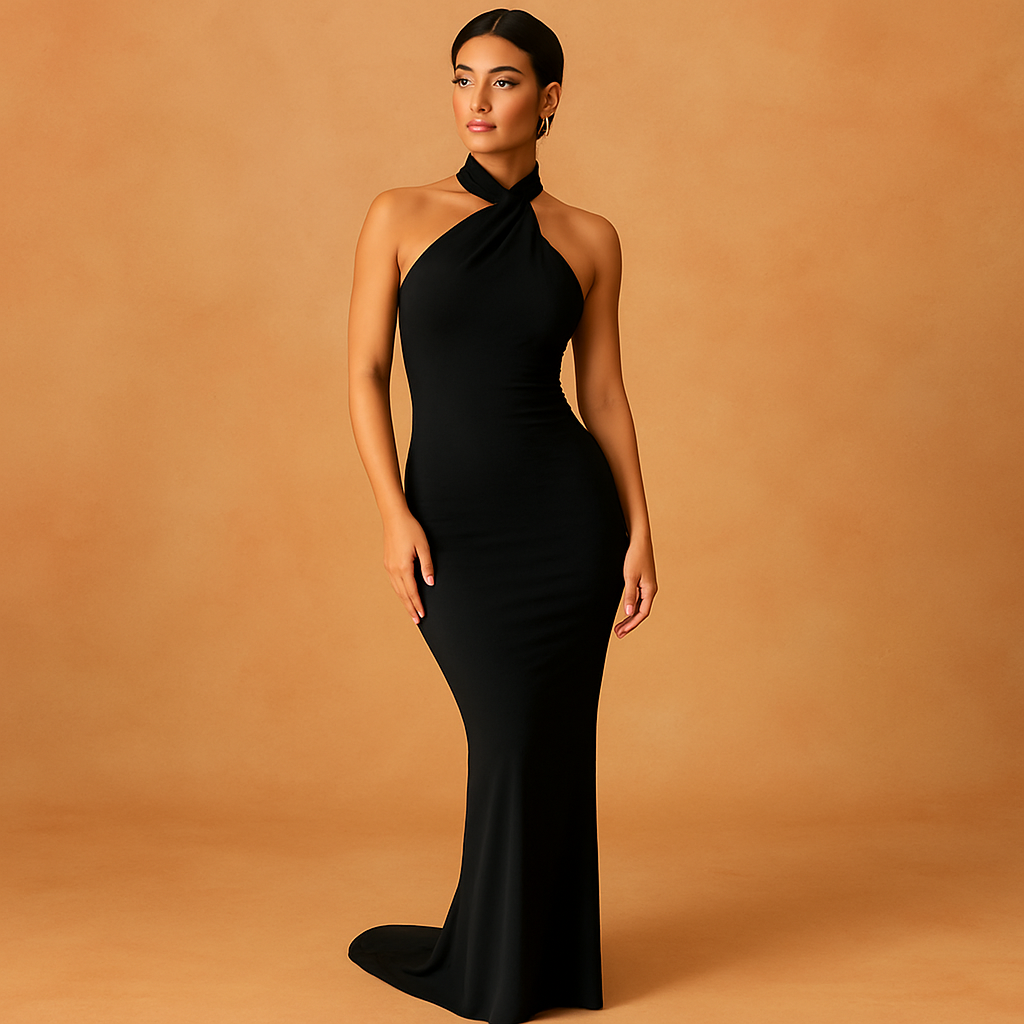 Asymmetrical Ruched Backless Sheath Dress