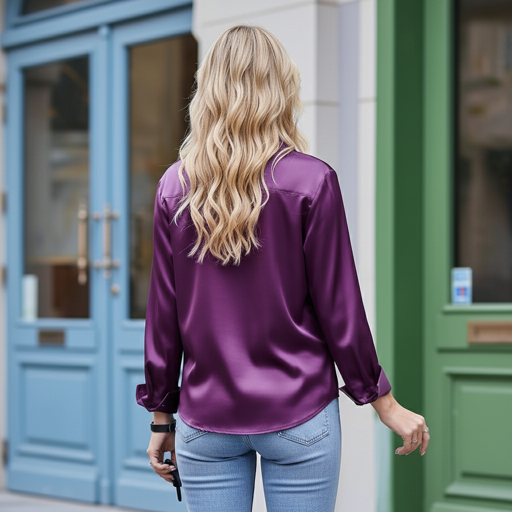 Long Sleeve Button Down Shirt With Business Casual Style For Women