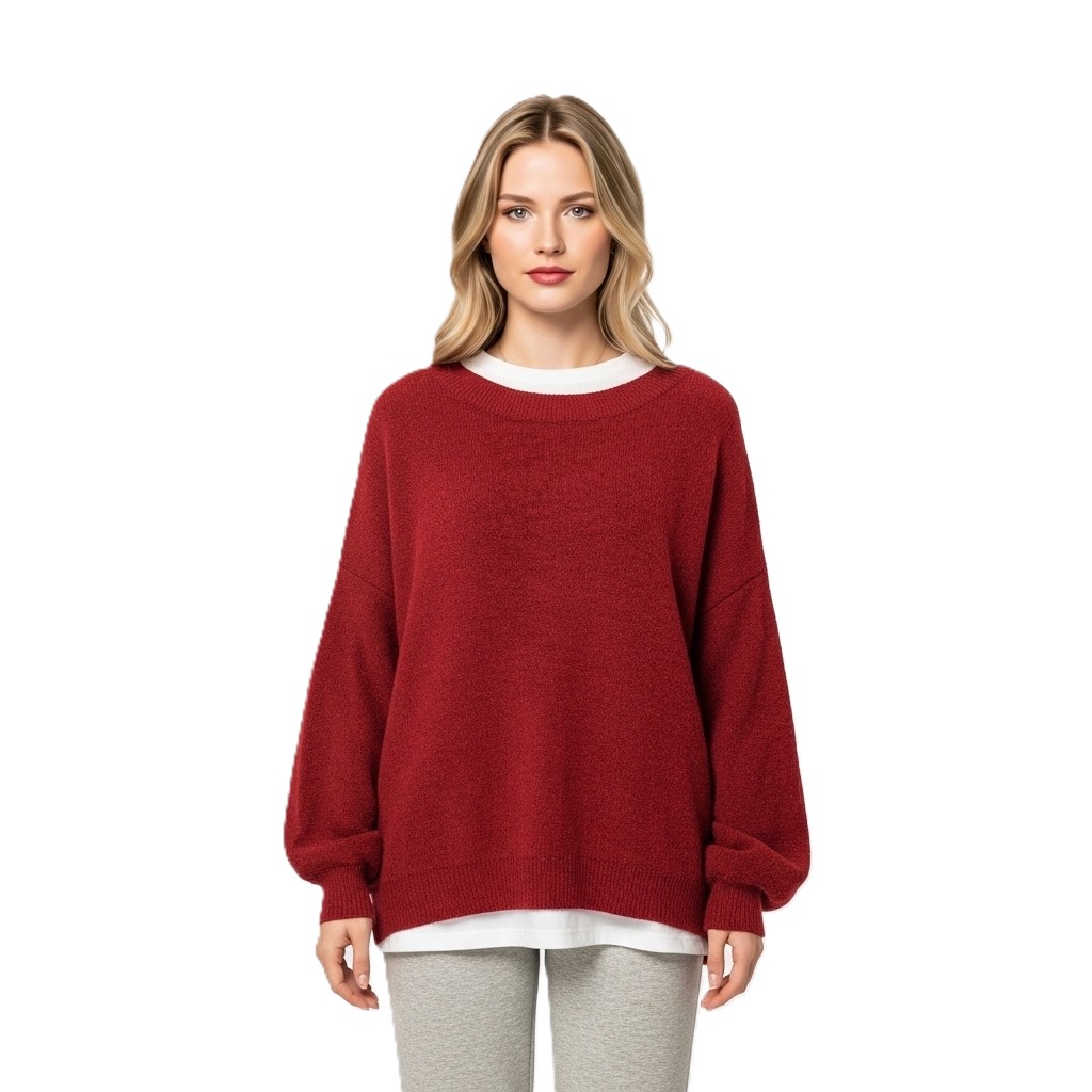 Casual Long Sleeve Sweater With Split Details And Loose Fit For Women