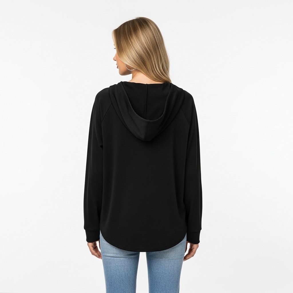 Plaid Tunic Hoodie Loose Fit Pullover