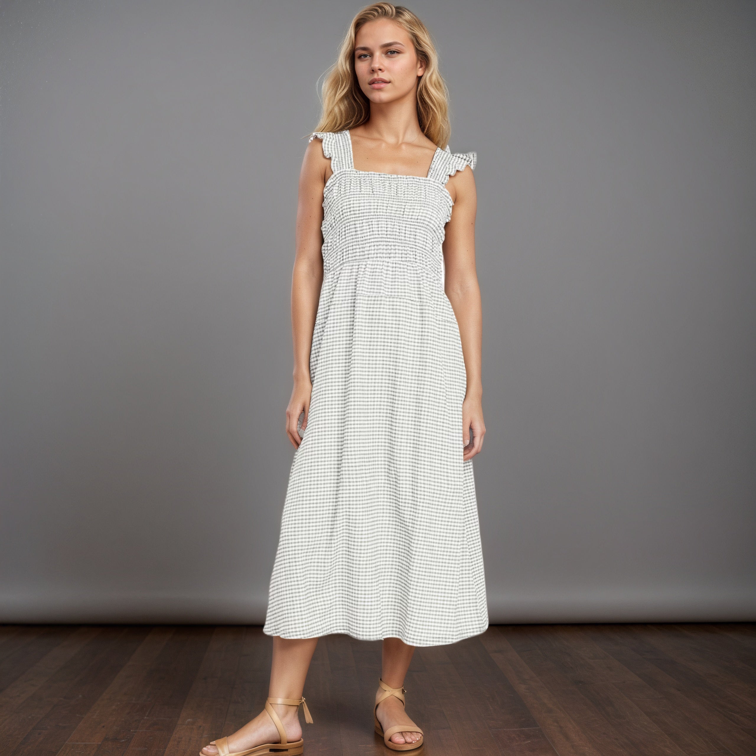 Fit And Flare Lightweight Smocked Midi Dress-My Comfy Blouse