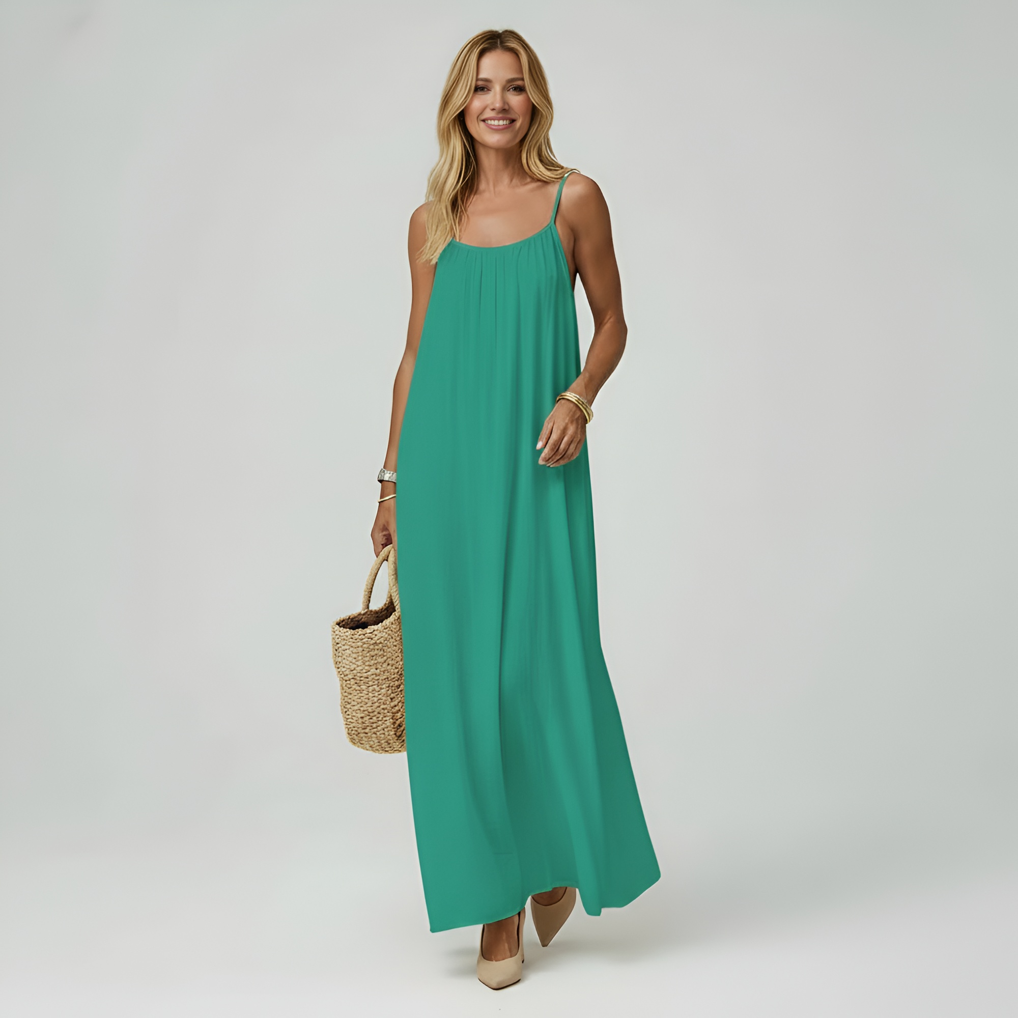 Backless Cami Maxi Dress With Adjustable Straps And Sleeveless Fit For Women