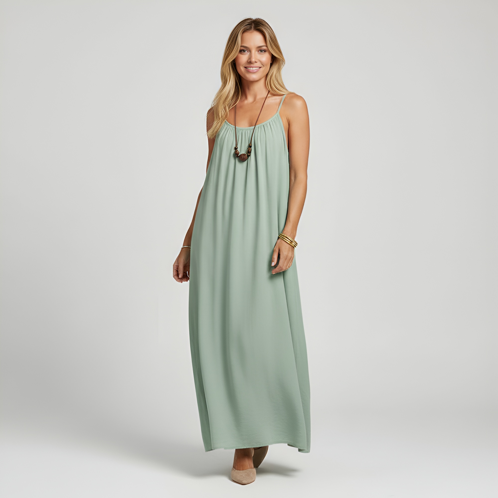 Backless Cami Maxi Dress With Adjustable Straps And Sleeveless Fit For Women