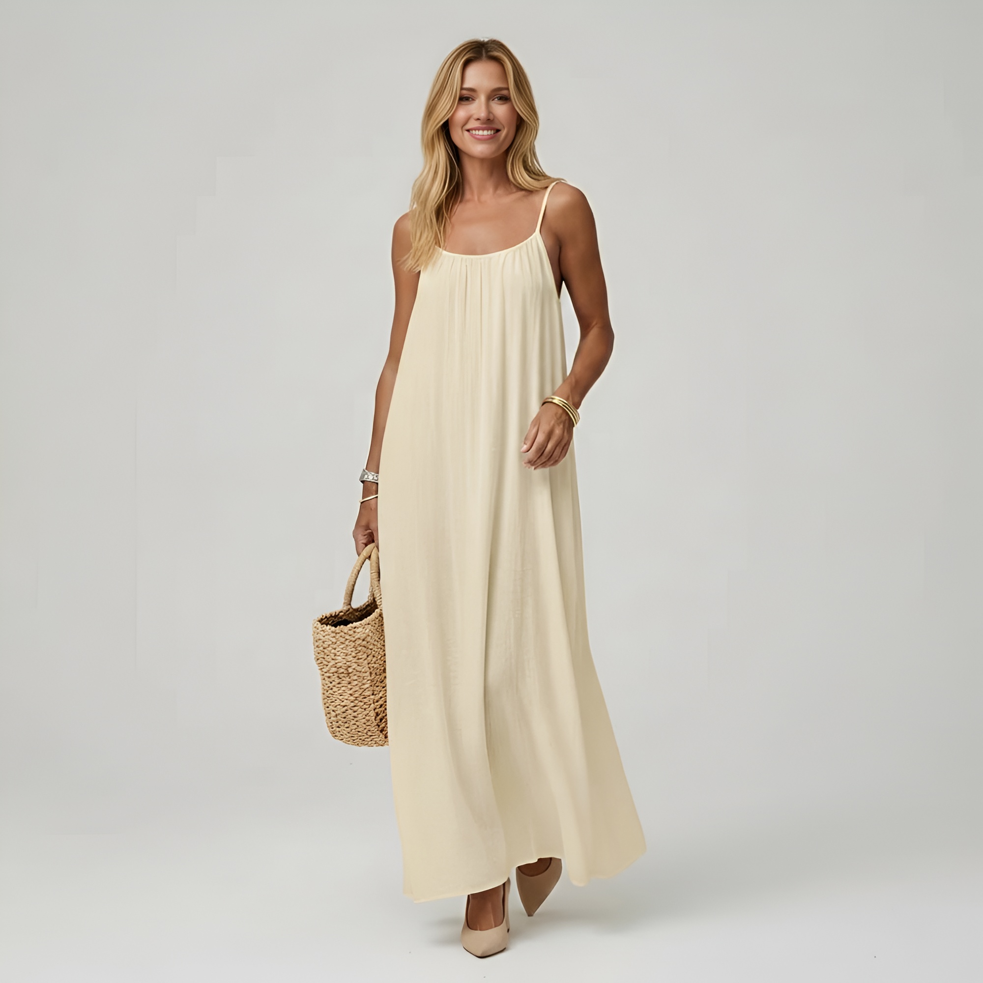 Backless Cami Maxi Dress With Adjustable Straps And Sleeveless Fit For Women