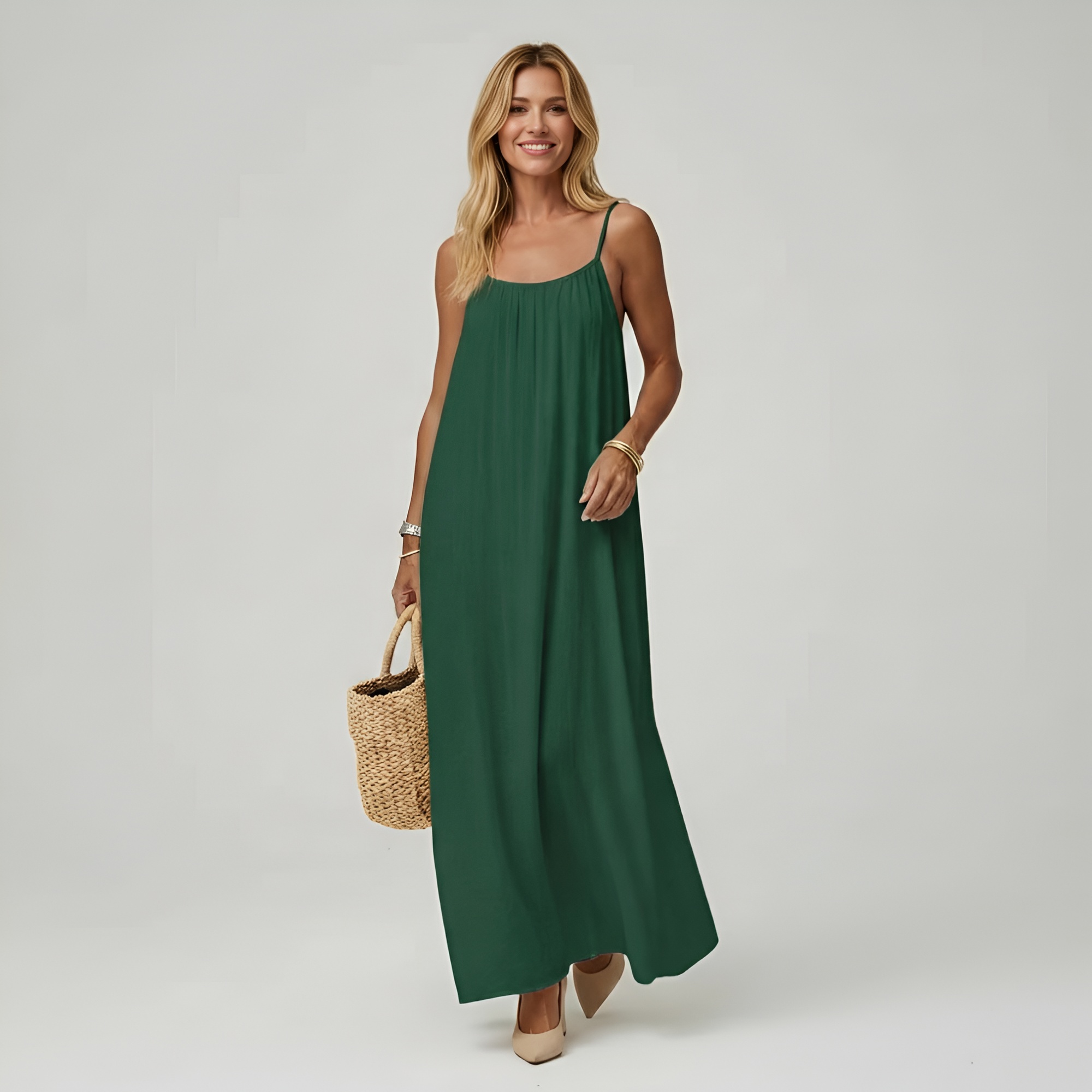 Backless Cami Maxi Dress With Adjustable Straps And Sleeveless Fit For Women