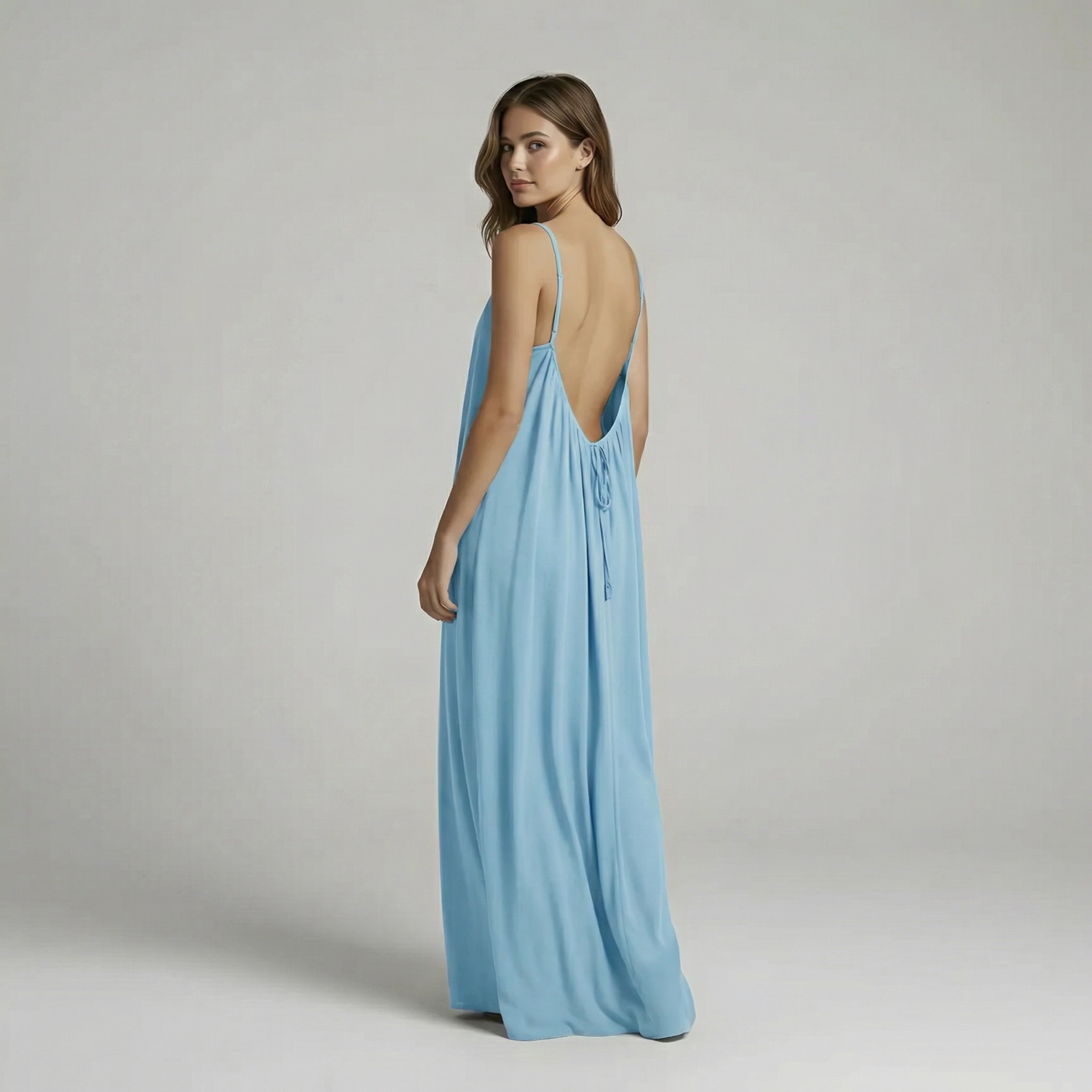 Backless Cami Maxi Dress With Adjustable Straps And Sleeveless Fit For Women