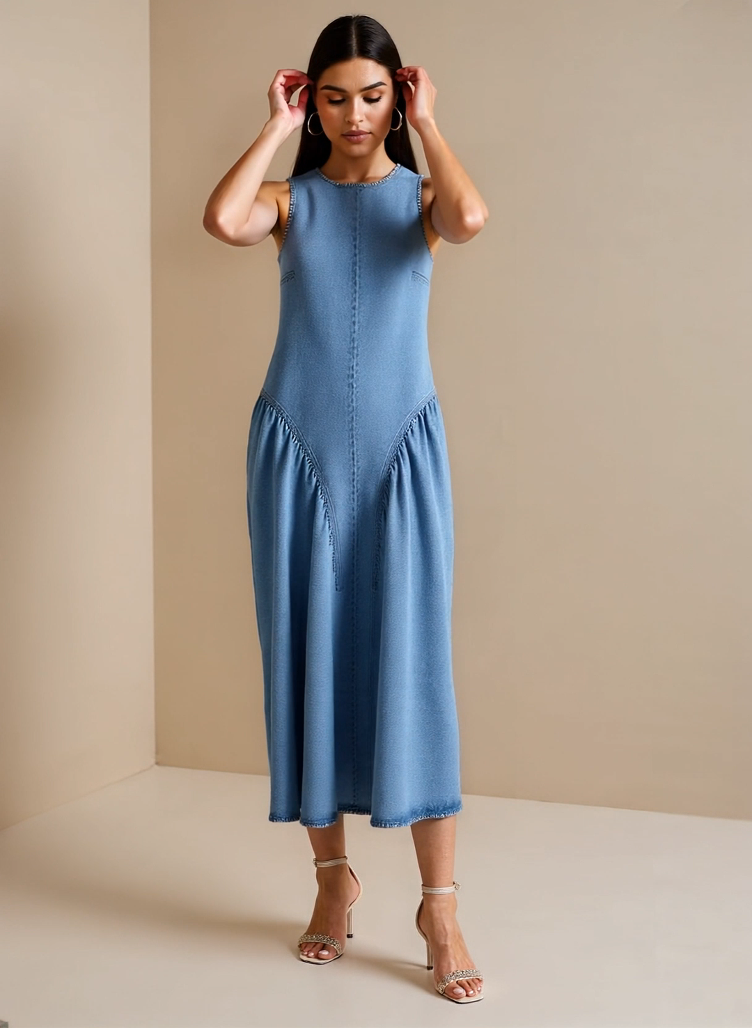 Backless Denim Dress-My Comfy Blouse