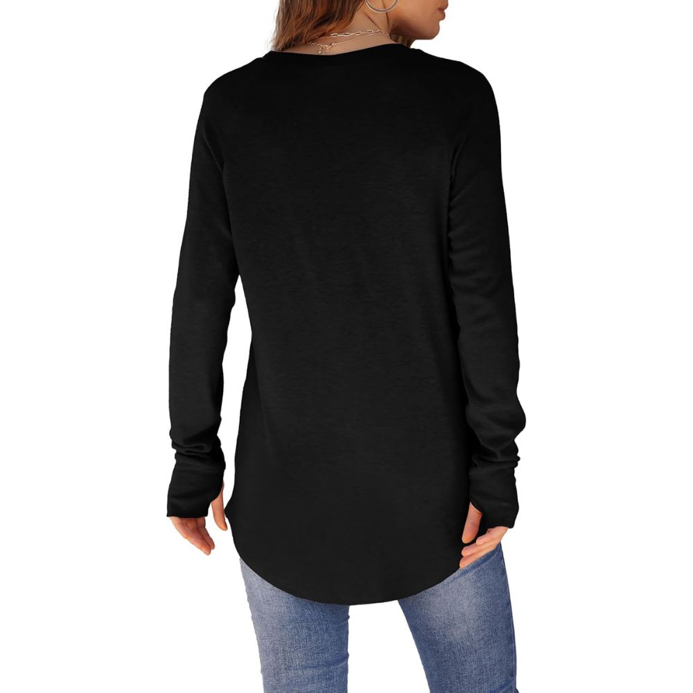 Women's Tunic Tops Long Sleeve Thumb Hole Shirts Crew Neck