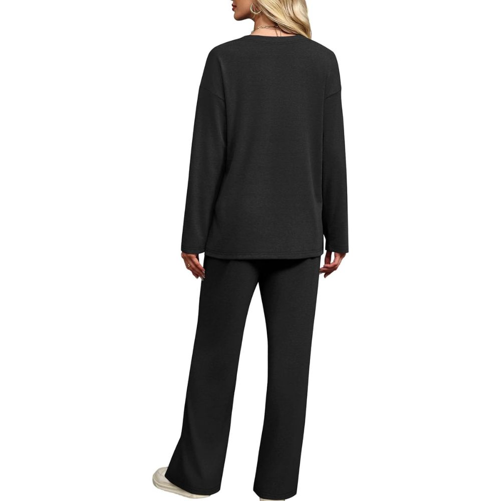 Lounge Sets for Women 2 Piece V Neck Button Matching Sweatsuit Loungewear