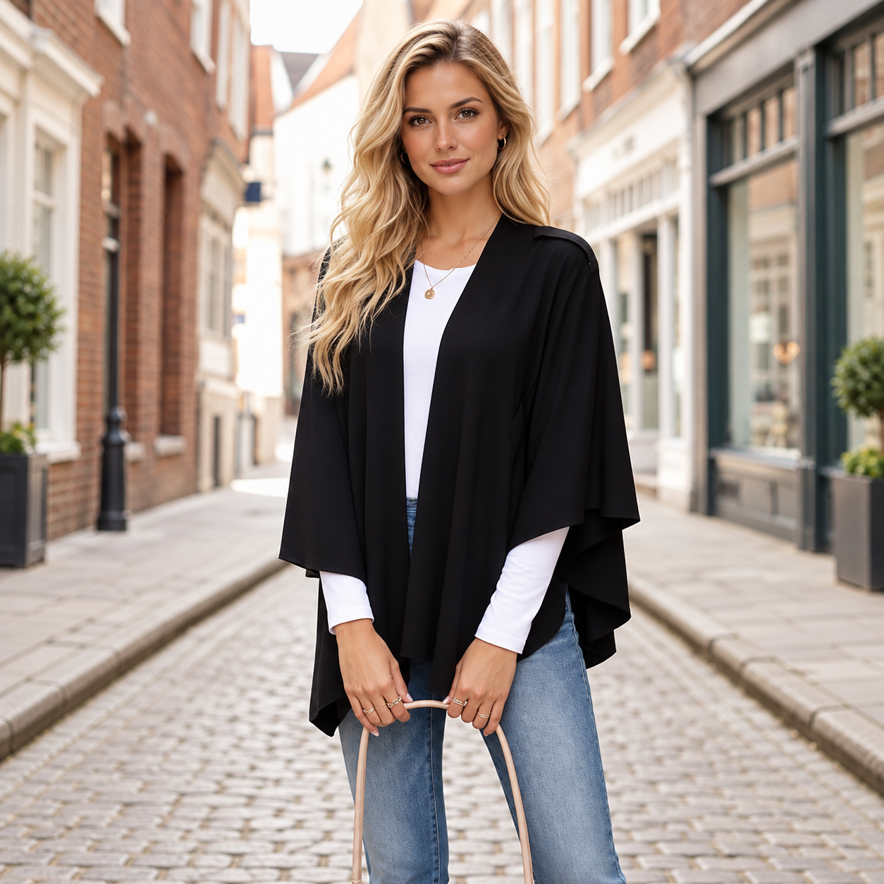 Casual Cross Front Poncho Shawl Wrap For Women