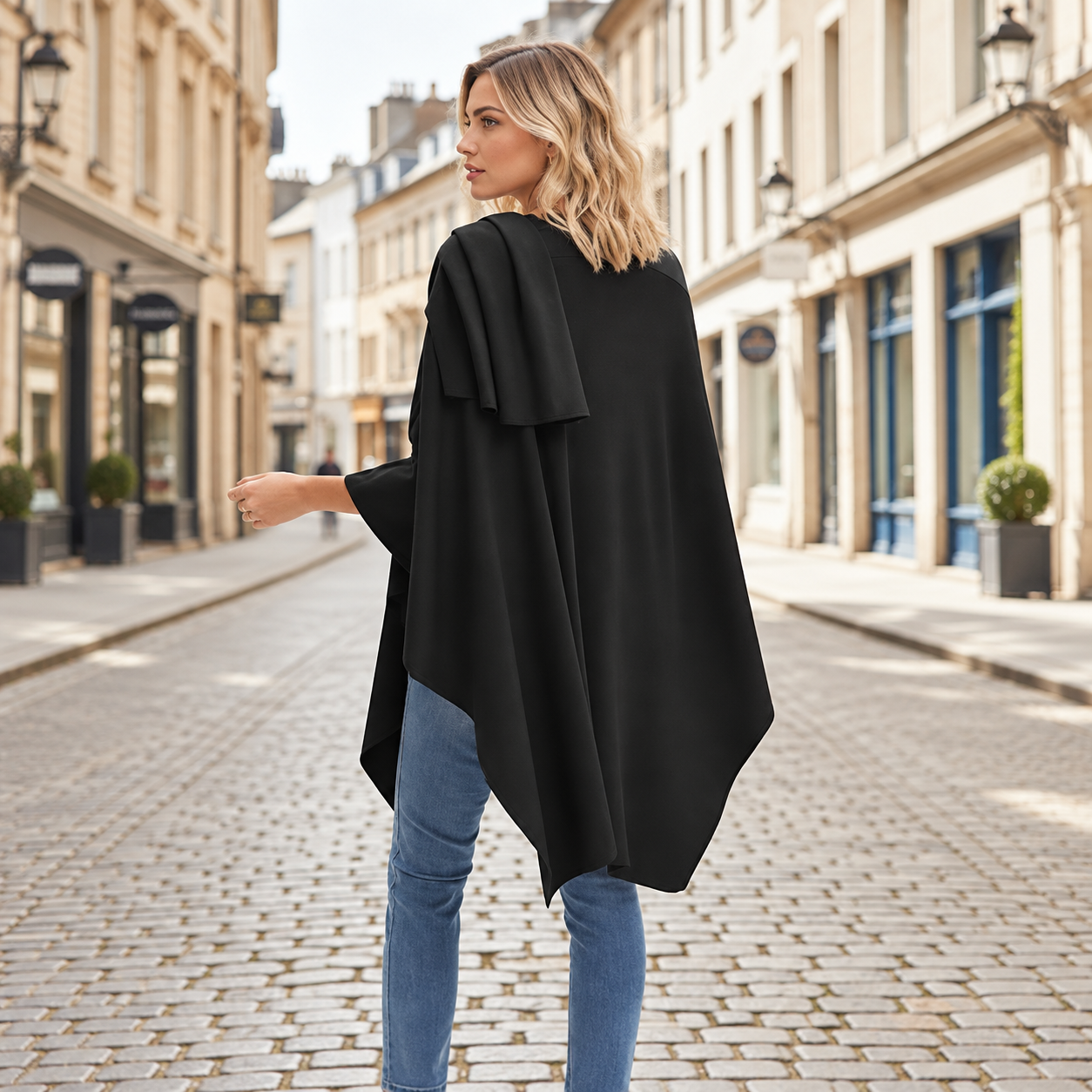 Casual Cross Front Poncho Shawl Wrap For Women