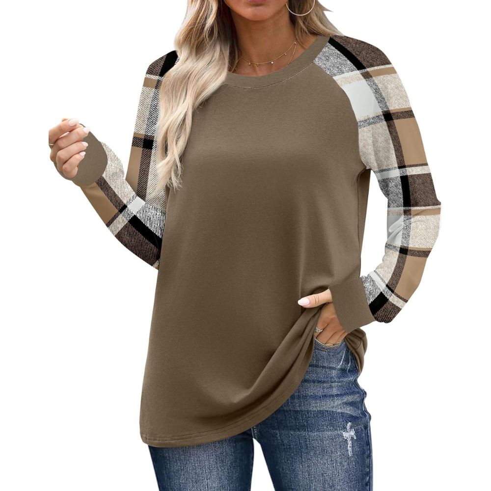 Long Sleeve Shirts for Women Color Tops Casual Crewneck Basic Tees