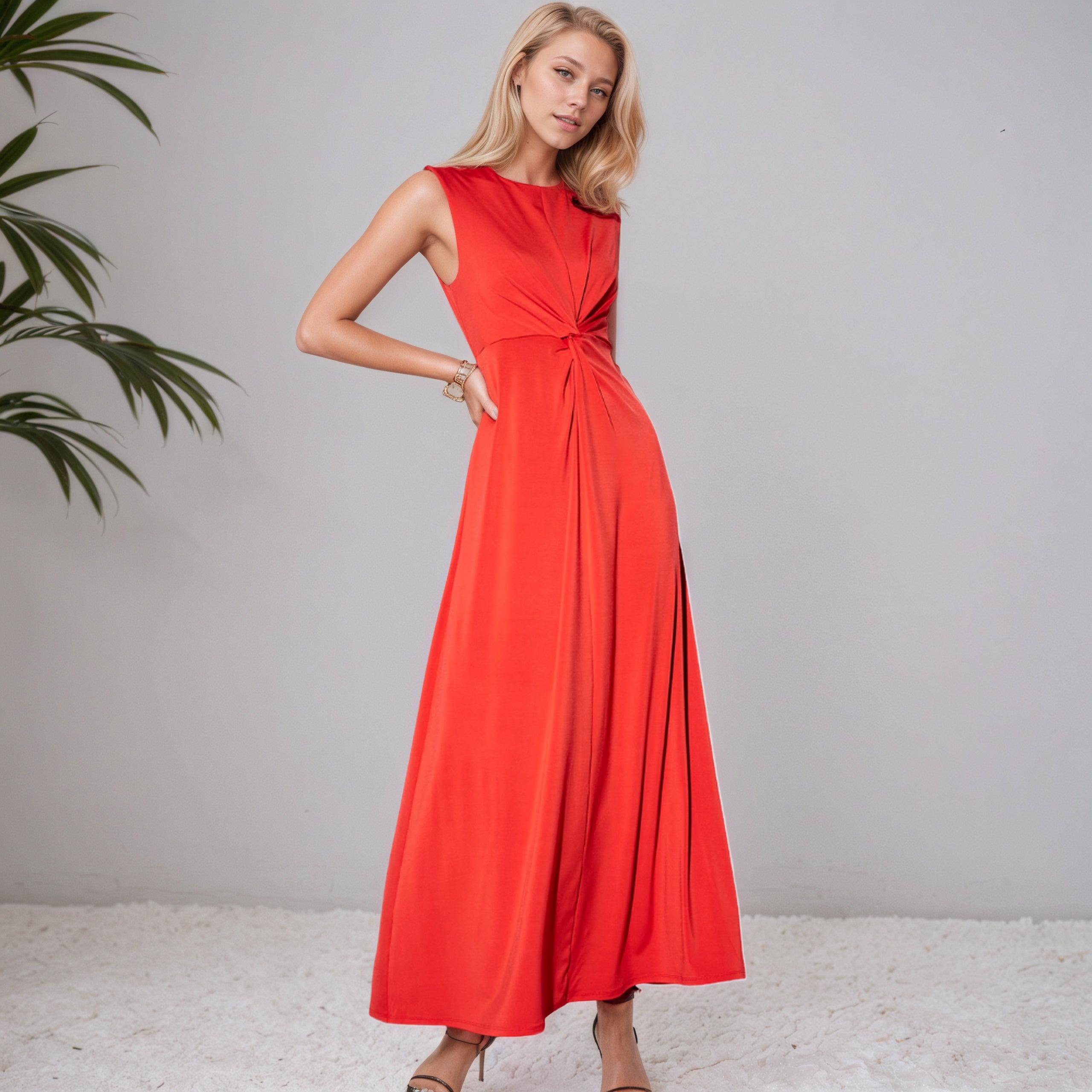 The Occasion Twist-Front Maxi Dress-My Comfy Blouse